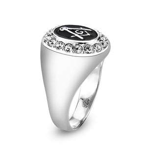 LO5S226- Sterling Silver Ring with  Epoxy  In Black High Polished( NO Plating)