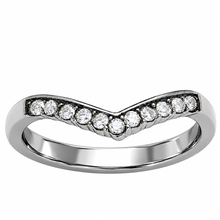 Load image into Gallery viewer, LOATK2297- High polished (no plating) Stainless Steel Ring with CZ in Clear