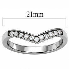 Load image into Gallery viewer, LOATK2297- High polished (no plating) Stainless Steel Ring with CZ in Clear