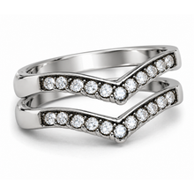 Load image into Gallery viewer, LOATK2297- High polished (no plating) Stainless Steel Ring with CZ in Clear