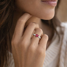 Load image into Gallery viewer, TK1221 - High polished (no plating) Stainless Steel Ring with AAA Grade CZ  in Ruby