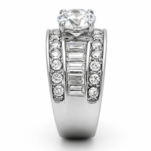 Load image into Gallery viewer, TK1232 - High polished (no plating) Stainless Steel Ring with AAA Grade CZ  in Clear