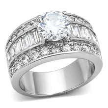 Load image into Gallery viewer, TK1232 - High polished (no plating) Stainless Steel Ring with AAA Grade CZ  in Clear