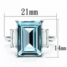 Load image into Gallery viewer, TK1862 - High polished (no plating) Stainless Steel Ring with Top Grade Crystal  in Sea Blue