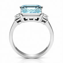 Load image into Gallery viewer, TK1862 - High polished (no plating) Stainless Steel Ring with Top Grade Crystal  in Sea Blue