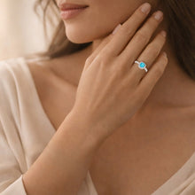 Load image into Gallery viewer, TK2161 - High polished (no plating) Stainless Steel Ring with Synthetic Synthetic Glass in Sea Blue