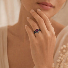 Load image into Gallery viewer, TK2192 - IP Black(Ion Plating) Stainless Steel Ring with Top Grade Crystal  in Rose