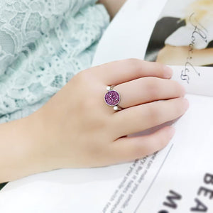 TK385402 - High polished (no plating) Stainless Steel Ring with Top Grade Crystal in Amethyst