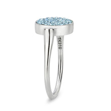 Load image into Gallery viewer, TK385403 - High polished (no plating) Stainless Steel Ring with Top Grade Crystal in SeaBlue