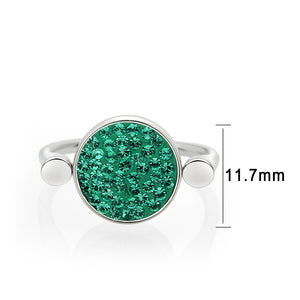 TK385405 - High polished (no plating) Stainless Steel Ring with Top Grade Crystal in Emerald