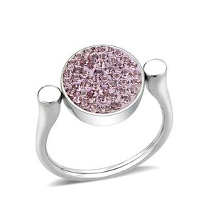 TK385406 - High polished (no plating) Stainless Steel Ring with Top Grade Crystal in LightAmethyst