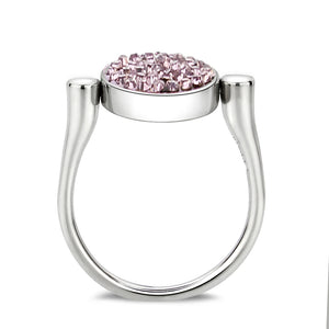 TK385406 - High polished (no plating) Stainless Steel Ring with Top Grade Crystal in LightAmethyst