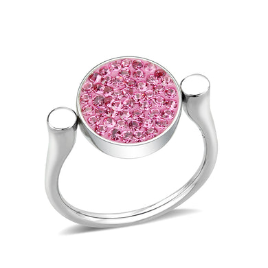 TK385410 - High polished (no plating) Stainless Steel Ring with Top Grade Crystal in Rose
