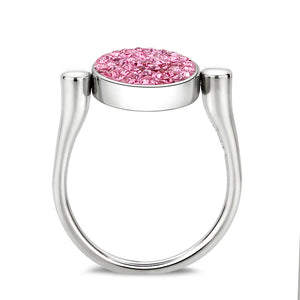 TK385410 - High polished (no plating) Stainless Steel Ring with Top Grade Crystal in Rose