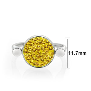 TK385411 - High polished (no plating) Stainless Steel Ring with Top Grade Crystal in Topaz