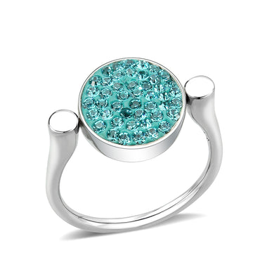 TK385412 - High polished (no plating) Stainless Steel Ring with Top Grade Crystal in Emerald