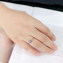 Load image into Gallery viewer, TK3856 - High polished (no plating) Stainless Steel Ring with AAA Grade CZ in Amethyst