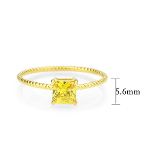 TK3857 - High polished (no plating) Stainless Steel Ring with AAA Grade CZ in Topaz