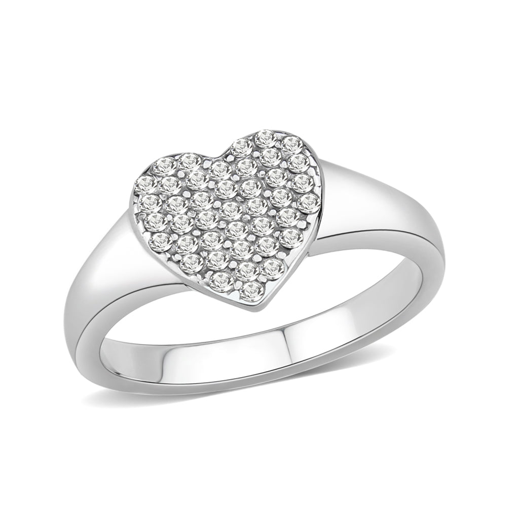 TK3872 - High polished (no plating) Stainless Steel Ring with AAA Grade CZ in Clear