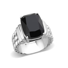 Load image into Gallery viewer, TK3876 - High polished (no plating) Stainless Steel Ring with Synthetic in Jet
