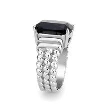 Load image into Gallery viewer, TK3876 - High polished (no plating) Stainless Steel Ring with Synthetic in Jet