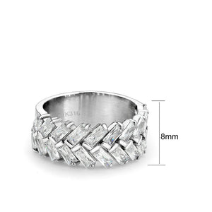 TK3877 - High polished (no plating) Stainless Steel Ring with AAA Grade CZ in Clear