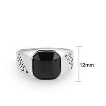 Load image into Gallery viewer, TK3889 - High polished (no plating) Stainless Steel Ring with AAA Grade CZ in Jet