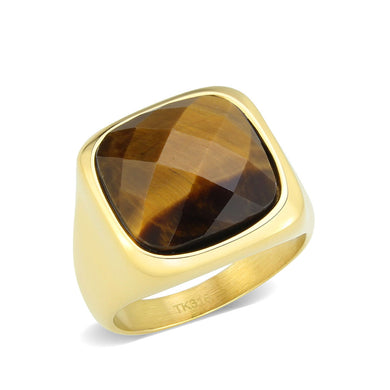 TK3894 - IP Gold(Ion Plating) Stainless Steel Ring with Synthetic in Amber