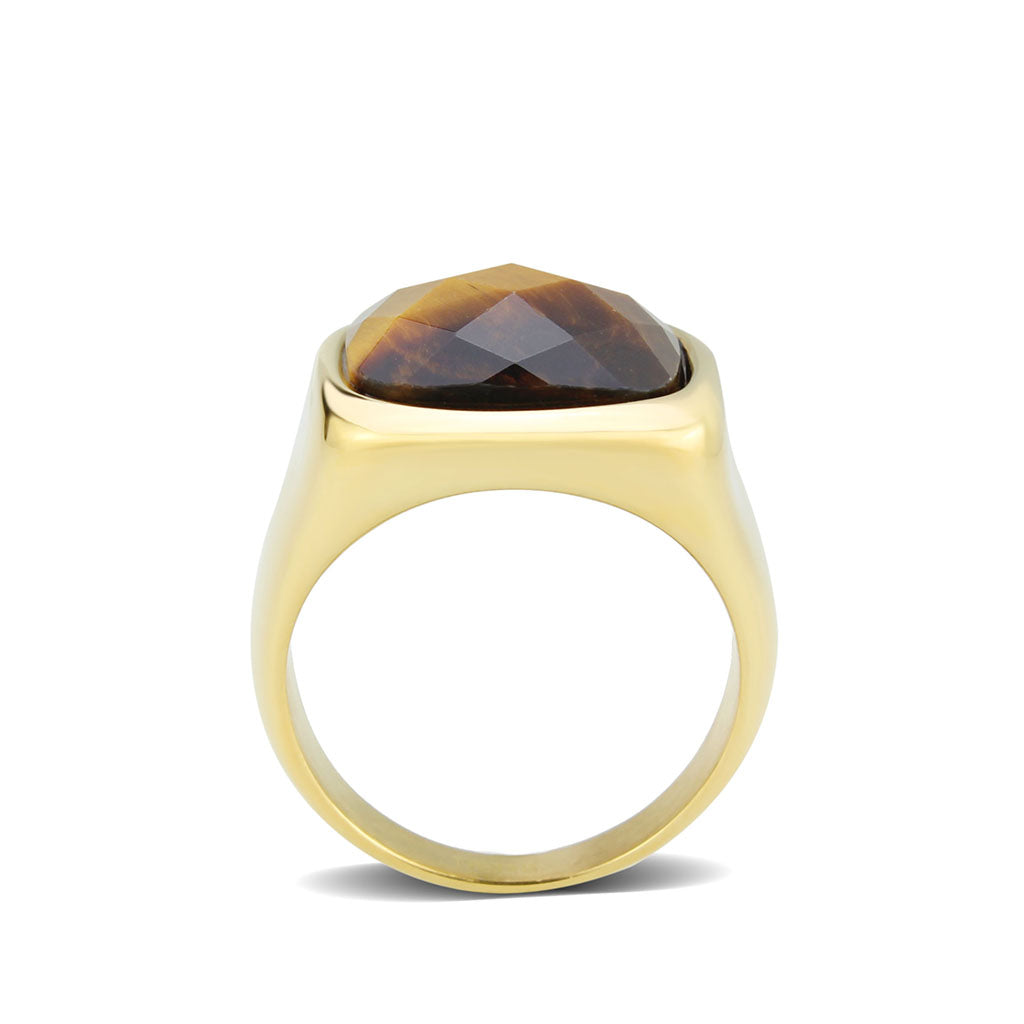 TK3894 - IP Gold(Ion Plating) Stainless Steel Ring with Synthetic in A ...