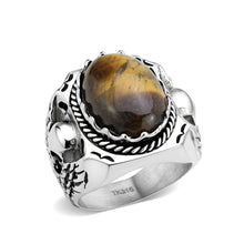 Load image into Gallery viewer, TK3896 - High polished (no plating) Stainless Steel Ring with Synthetic in Amber