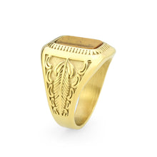 Load image into Gallery viewer, TK3900 - IP Gold(Ion Plating) Stainless Steel Ring with Synthetic in Amber