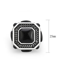 Load image into Gallery viewer, TK3901 - High polished (no plating) Stainless Steel Ring with Synthetic in Jet