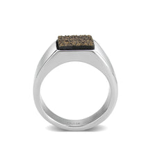 Load image into Gallery viewer, TK3904 - High polished (no plating) Stainless Steel Ring with Druzy in Brown