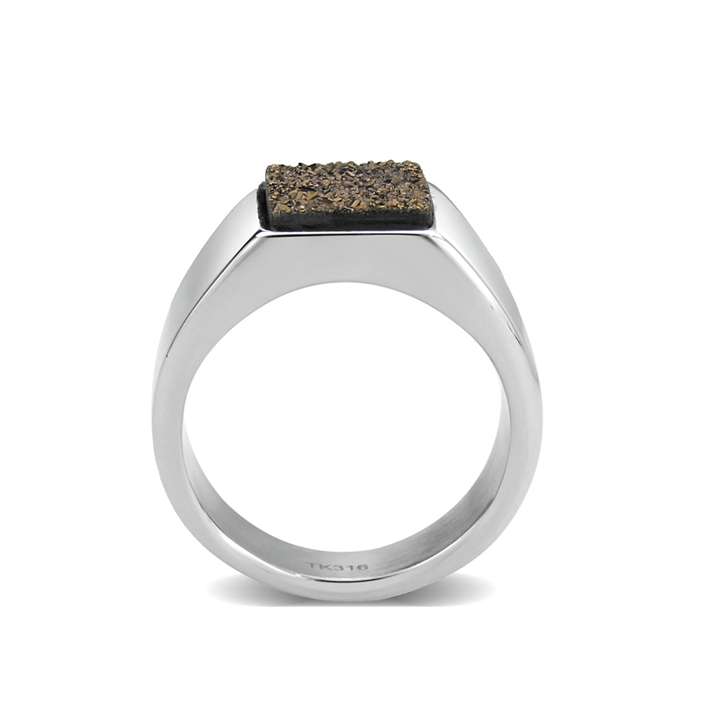 TK3904 - High polished (no plating) Stainless Steel Ring with Druzy in ...