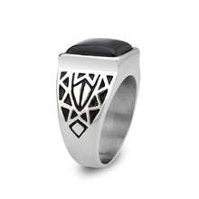 Load image into Gallery viewer, TK3905 - High polished (no plating) Stainless Steel Ring with Synthetic in Jet