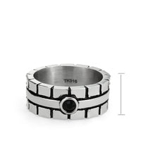 Load image into Gallery viewer, TK3911 - High polished (no plating) Stainless Steel Ring with Top Grade Crystal in Jet