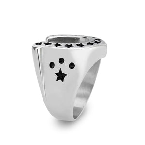 TK3912 - High polished (no plating) Stainless Steel Ring with Epoxy in Jet