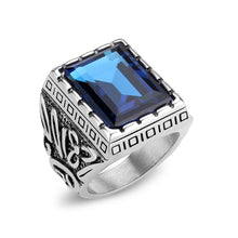 Load image into Gallery viewer, TK3913 - High polished (no plating) Stainless Steel Ring with Top Grade Crystal in Sapphire