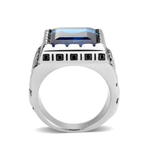 Load image into Gallery viewer, TK3913 - High polished (no plating) Stainless Steel Ring with Top Grade Crystal in Sapphire