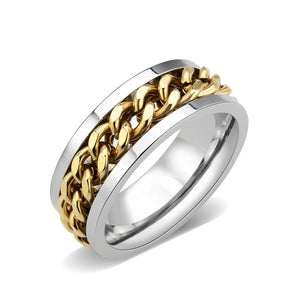 TK3915 - Two Tone IP Gold (Ion Plating) Stainless Steel Ring with NoStone in No Stone