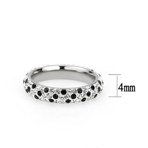 TK3917 - High polished (no plating) Stainless Steel Ring with Top Grade Crystal in MultiColor