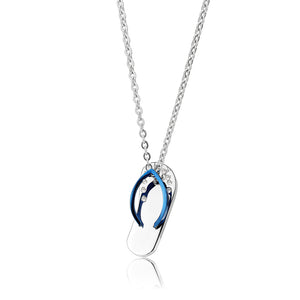 TK3940 - High polished (no plating) Stainless Steel Chain Pendant with Top Grade Crystal in Clear