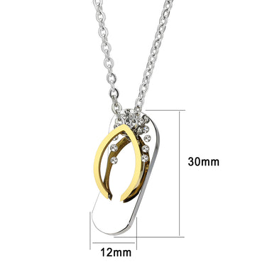TK3941 - Two Tone IP Gold (Ion Plating) Stainless Steel Chain Pendant with Top Grade Crystal in Clear