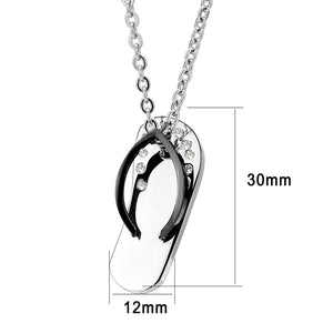 TK3942 - Two Tone IP Black Stainless Steel Chain Pendant with Top Grade Crystal in Clear