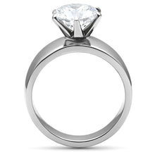 Load image into Gallery viewer, TK520 - High polished (no plating) Stainless Steel Ring with AAA Grade CZ  in Clear