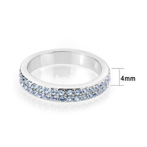 LO4760 - Rhodium Brass Ring with Top Grade Crystal in Aquamarine