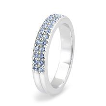 Load image into Gallery viewer, LO4760 - Rhodium Brass Ring with Top Grade Crystal in Aquamarine