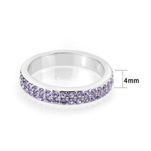 LO4761 - Rhodium Brass Ring with Top Grade Crystal in Tanzanite