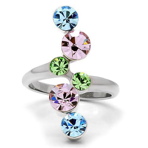 TK163  - Rhodium Brass, AAA CZ , Multi Color - TK163