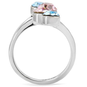 TK163  - Rhodium Brass, AAA CZ , Multi Color - TK163